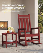 KINGYES Oversized Outdoor Rocking Chair, All-Weather Patio Rocking Chairs - Image 9