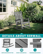 SERWALL Outdoor Rocking Chair, HDPE Rocking Chair - Image 5