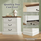 Huuger Nightstand with Charging Station, 3 Drawer Night Stand Set of 2 - Image 8
