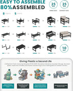 SERWALL 3 Pieces HDPE Outdoor Sofa Bistro Set - Image 7