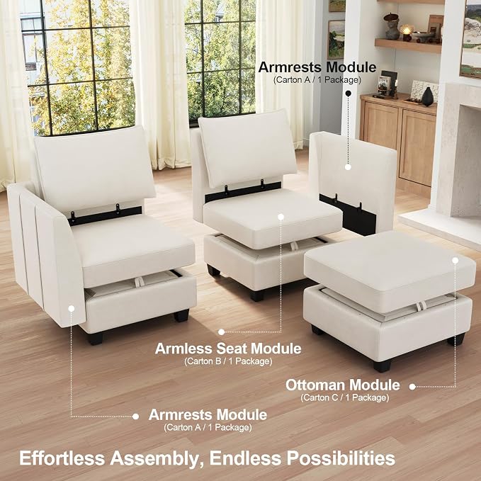 Belffin Large Modular Sectional Sofa Sleeper Couch - Image 4