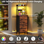 Furnulem Tall Night Stand, LED Nightstand - Image 4