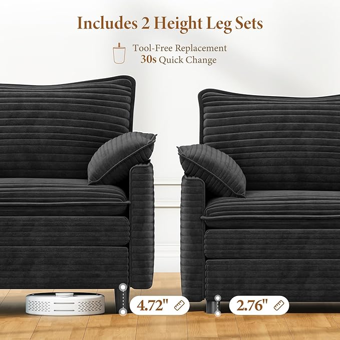 Vesgantti 101" V-Shaped Corner Couch Sectional, 7 Seat Customizable Modular - Image 3
