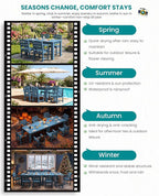 SERWALL HDPE Dining Set for 8: 2 Umbrella Hole Tables + 8 Chairs. Includes 8 - Image 8