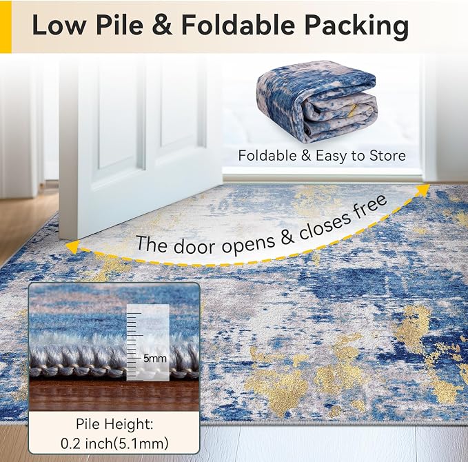RELEANY Washable Area Rugs 4'x5' Non-Slip Modern Abstract Soft - Image 6