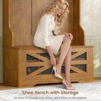 Itaar Hall Tree with Bench and Shoe Storage, 5-in-1 Entryway Bench with Coat - Image 6
