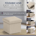 Ornavo Home Small Storage Ottoman Foldable Collapsible Cube Square Linen - Image 7