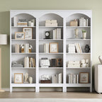 Arched Bookshelf with 5 Tier Open Shelves, Study and Living Room, Modern White - Image 4
