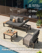 Aluminum Modular Outdoor Patio Furniture Set, 6 Seats Patio Sectional Sofa Set - Image 6