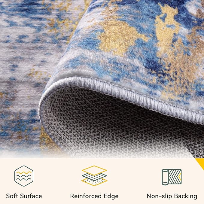 RELEANY Washable Area Rugs 6'x8' Non-Slip Modern Abstract Soft - Image 4