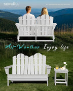 SERWALL Folding Adirondack Bench Set of 2, HDPE All-Weather Adirondack Loveseat - Image 9