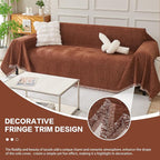 DREAMINGO Chocolate Brown Couch Cover Chenille Sofa Covers - Image 5