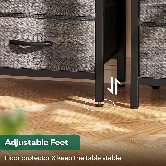 Huuger Nightstand with Charging Station, 27.6 Inch End Table Bedside Table with - Image 8