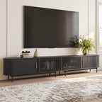 POVISON Fully-Assembled Sliding Tambour Door TV Stand, Mid Century Modern TV by POVISON