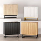 EYYTHUNG Fluted Storage Cabinet Set of 2, Sideboard Buffet Cabinet Modern - Image 8