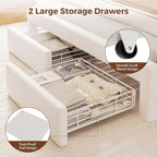 Queen Size Bed Frame with LED Storage Headboard & 2 Storage Drawers, Velvet - Image 8
