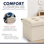 Ornavo Home Small Storage Ottoman, Foldable Collapsible Rectangle Linen Ottoman - Image 6