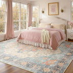 RELEANY Area Rugs 8'x10' Washable Non-Slip, Floral Vintage Distress Print - Image 2