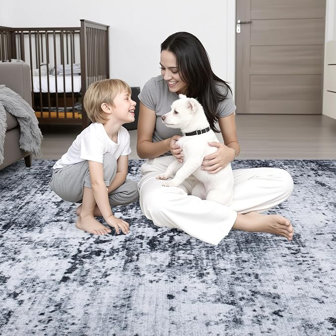 6x9 Area Rug Living Room Rug: Washable Modern Abstract Soft Thin Rug Indoor - Image 8