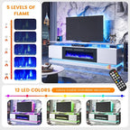 4-Piece Modern Living Room Table Set, Includes High Gloss 70" Fireplace TV Stand - Image 9