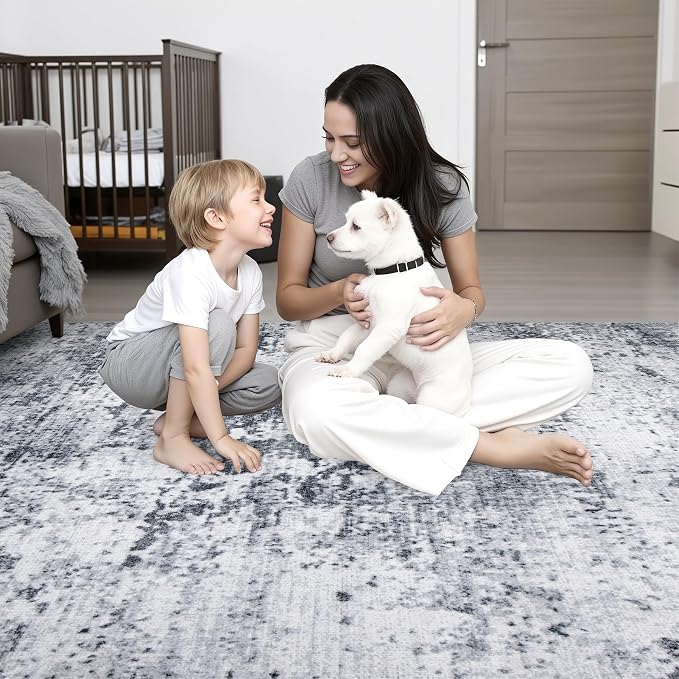 6x9 Area Rug Living Room Rug: Washable Modern Abstract Soft Thin Rug Indoor - Image 9