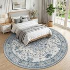 RELEANY Area Rugs Round 10ft Washable Non-Slip, Floral Vintage Distress Print - Image 2