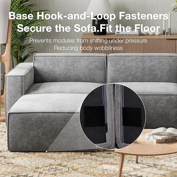 Novilla 117.7" Modular Sectional Sofa, No Assembly Cloud Sectional Couch - Image 4