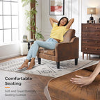 VINGLI Accent Chairs Set of 2 Living Room Chairs Rustic Reading Chair - Image 3