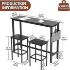 Finnhomy 52.7" Industrial Bar Table Set - Image 5