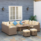Outsunny 6 Piece Patio Furniture Set, PE Wicker Outdoor Furniture Conversation - Image 2
