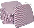 AAAAAcessories D-Shaped Chair Cushions, Machine-Washable Cover, Pinstripe Red by AAAAAcessories