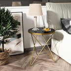 HLR Modern Round Side Table Set of 2, End Table - Image 2
