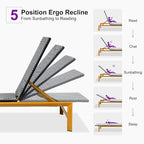 PURPLE LEAF Patio Chaise Lounge French Outdoor Lounger 1 Piece Wood-Grain - Image 6
