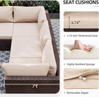 UPHA 5 Pieces Patio Furniture Sets, Wicker Outdoor Sectional Sofa Couch - Image 5