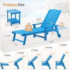 LUE BONA Lounge Chair Outdoor Set of 2, HDPS Chaise Lounge Outdoor - Image 7