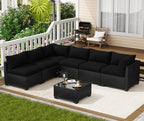 LOUVIXA 7 Piece Outdoor Patio Furniture Set, Outdoor Sectional Sofa, Wicker - Image 8