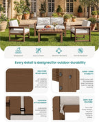 SERWALL 2 Pieces Single Cushioned Lounge Chair, HDPE Outdoor Adirondack Sofa - Image 4