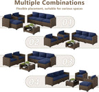 LOUVIXA 7 Piece Outdoor Patio Furniture Set, Rattan Chairs Glass Table Wicker - Image 4