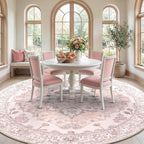 RELEANY Area Rugs Round 10ft Washable Non-Slip, Floral Vintage Distress Print - Image 3