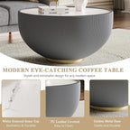Round Marble Coffee Table Set of 2, 2 Piece White Coffee Table and End Table - Image 5