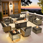 ovios 10 Pieces Patio Furniture Set, Outdoor Wicker Sofa Couch by OVIOS