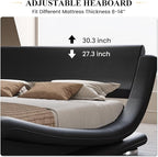 SHA CERLIN King Size Upholstered Bed Frame, Deluxe Low Profile Sleigh Bed - Image 4