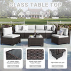 CHABATREE 7pcs Outdoor Patio Furniture Sets, Rattan Conversation Sectional Set - Image 4