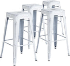 Flash Furniture Kai Commercial Grade 4 Pack 30" High Backless Distressed White by FlashFurniture