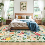 8x10 Area Rugs for Living Room: Floral Washable Rug Vintage Large Soft Boho - Image 3