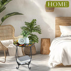 Cinnvoice Outdoor Side Table Round Small Mosaic Patio Accent Indoor End Plant - Image 6