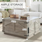 Jocoevol Farmhouse Lift Top Coffee Table, Square Wood Center Table - Image 2