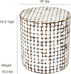 East at Main Boho Side Table Nightstand – White Coconut Shell End Table - Image 3