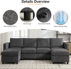 WUTUTUEE 107”Modular Sectional Sofa Convertible U Shaped Sofa Couch Set - Image 3