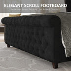 AMERLIFE King Size Platform Bed Frame, Velvet Upholstered Sleigh Bed - Image 5